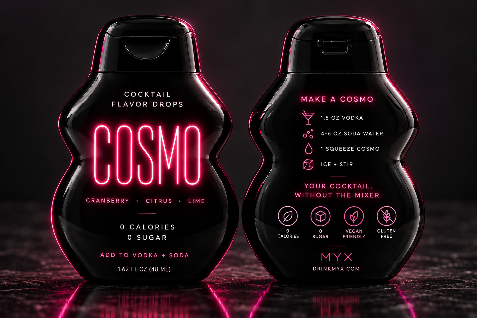 MYX COSMO cocktail flavor drops, front and back