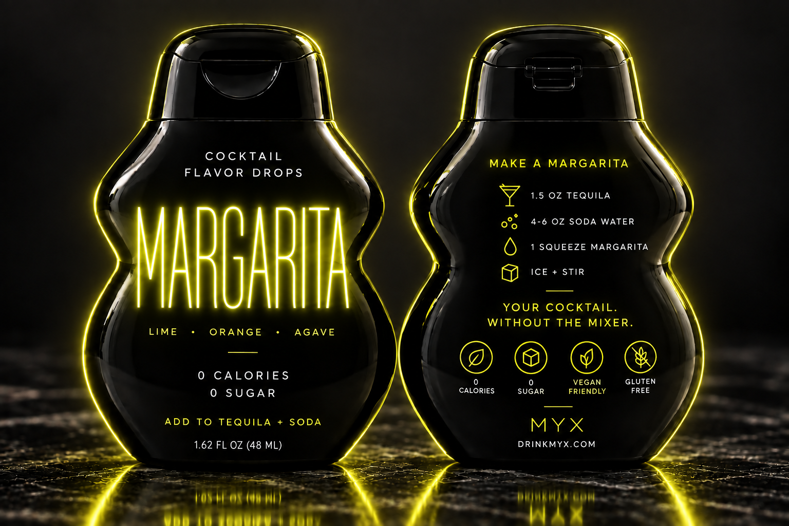 MYX MARGARITA cocktail flavor drops, front and back