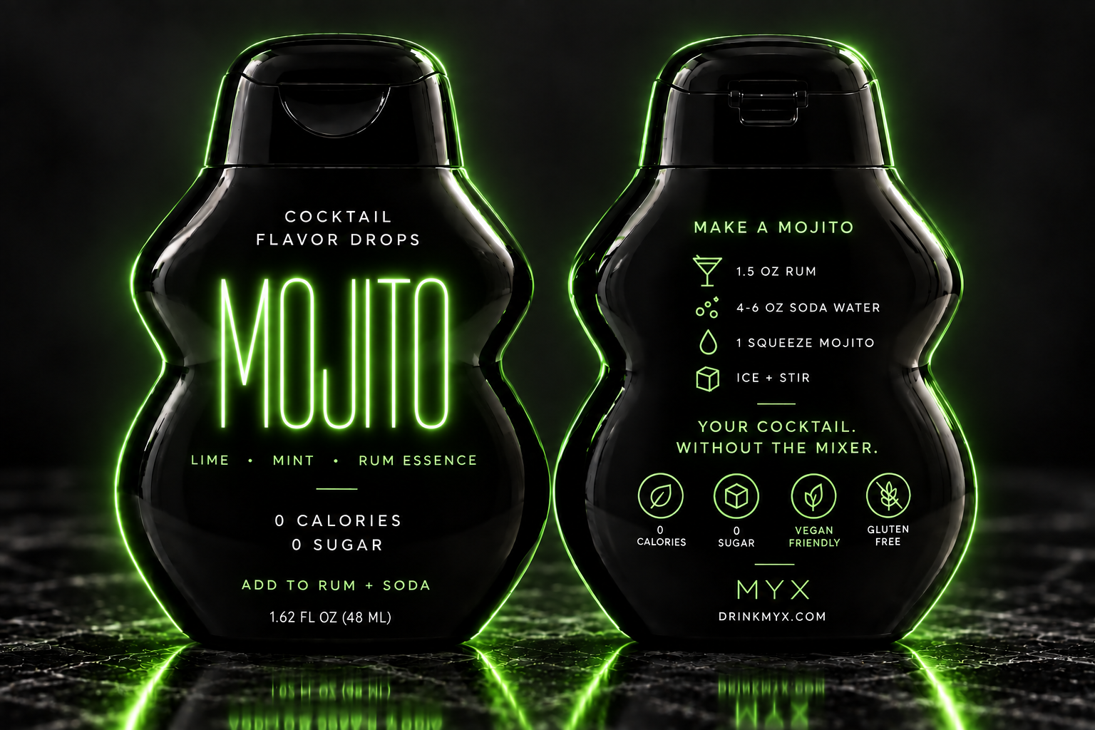 MYX MOJITO cocktail flavor drops, front and back